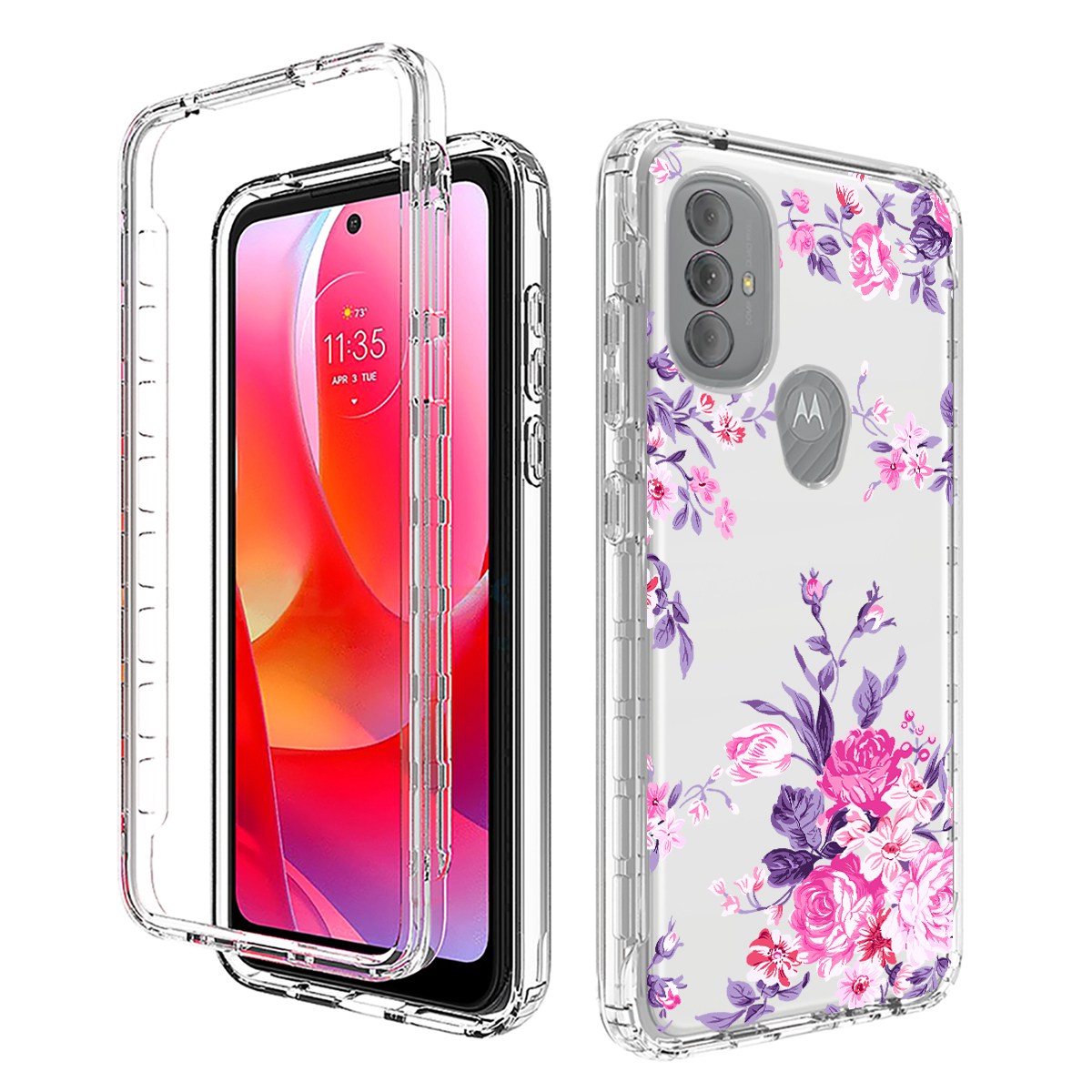 

Anti-fall Clear Phone-hülle Für Motorola Moto G-strom (2022), Pc-rahmen + Tpu-abdeckung 2-in-1-musterdruck Telefonschale - Blume, Motorola Moto G Power (2022)