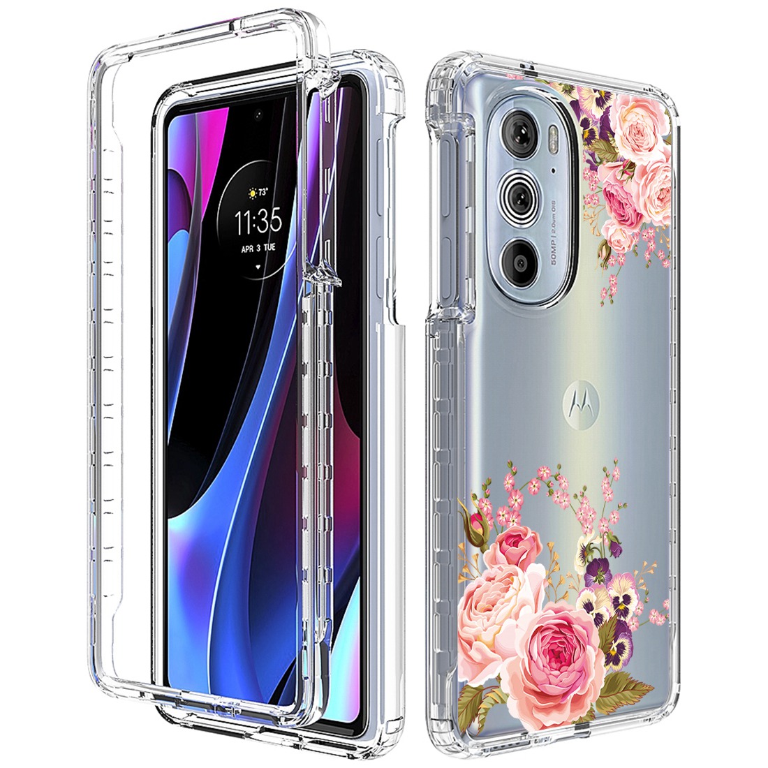 

Für Motorola Edge+ 5G UW (2022) Löschen Von Stoßdämpfer Hartpc -rahmen Soft TPU -hülle Musterdruckschützer Telefonabdeckung - Rose, Other Motorola Models