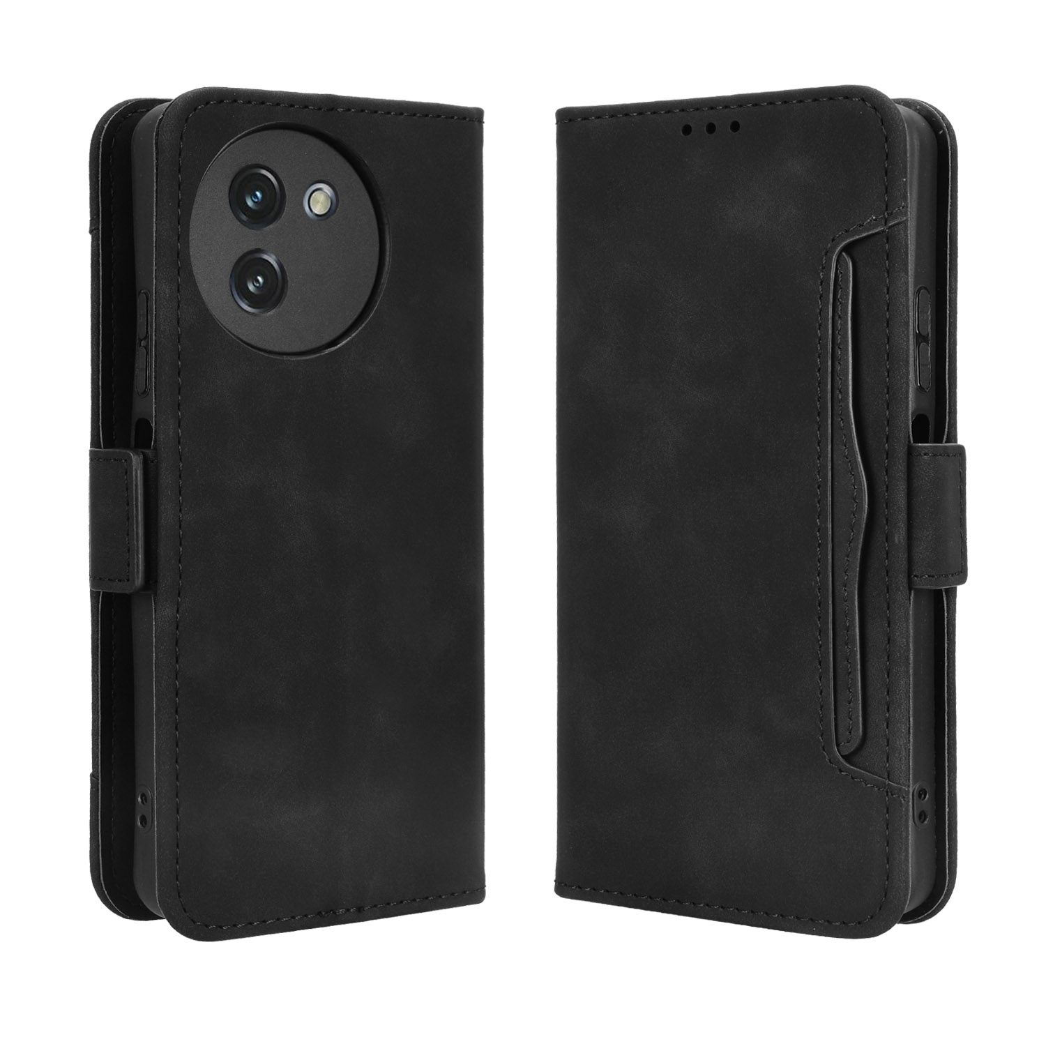 For Doogee Note 59 Pro / Doogee Note 59 Leather Case Phone Wallet Cover with Multiple Card Slots - Black