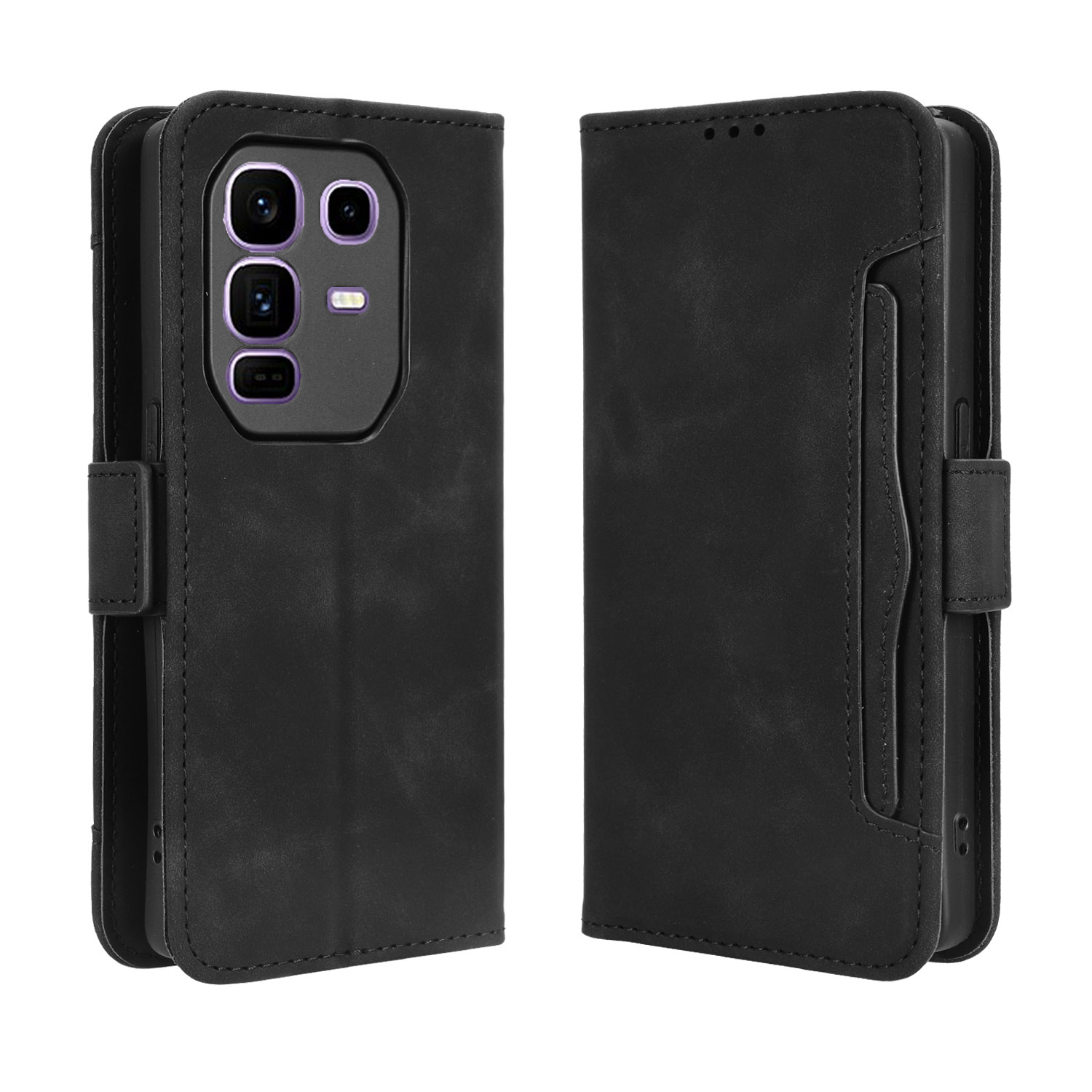 For Infinix Note 50 Pro+ 5G Leather Case Phone Wallet Cover with Multiple Card Slots - Black
