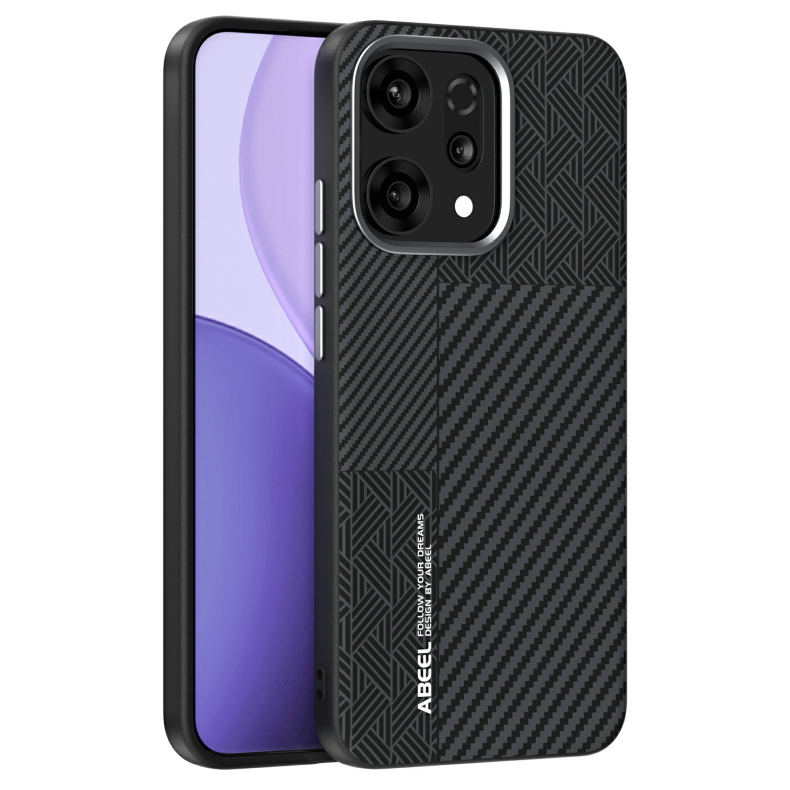 ABEEL For Oppo Reno14 Pro 5G (Global) Magnetic Case PC + TPU + Aluminum Alloy + PU Leather Slim Phone Back Cover - Texture 3