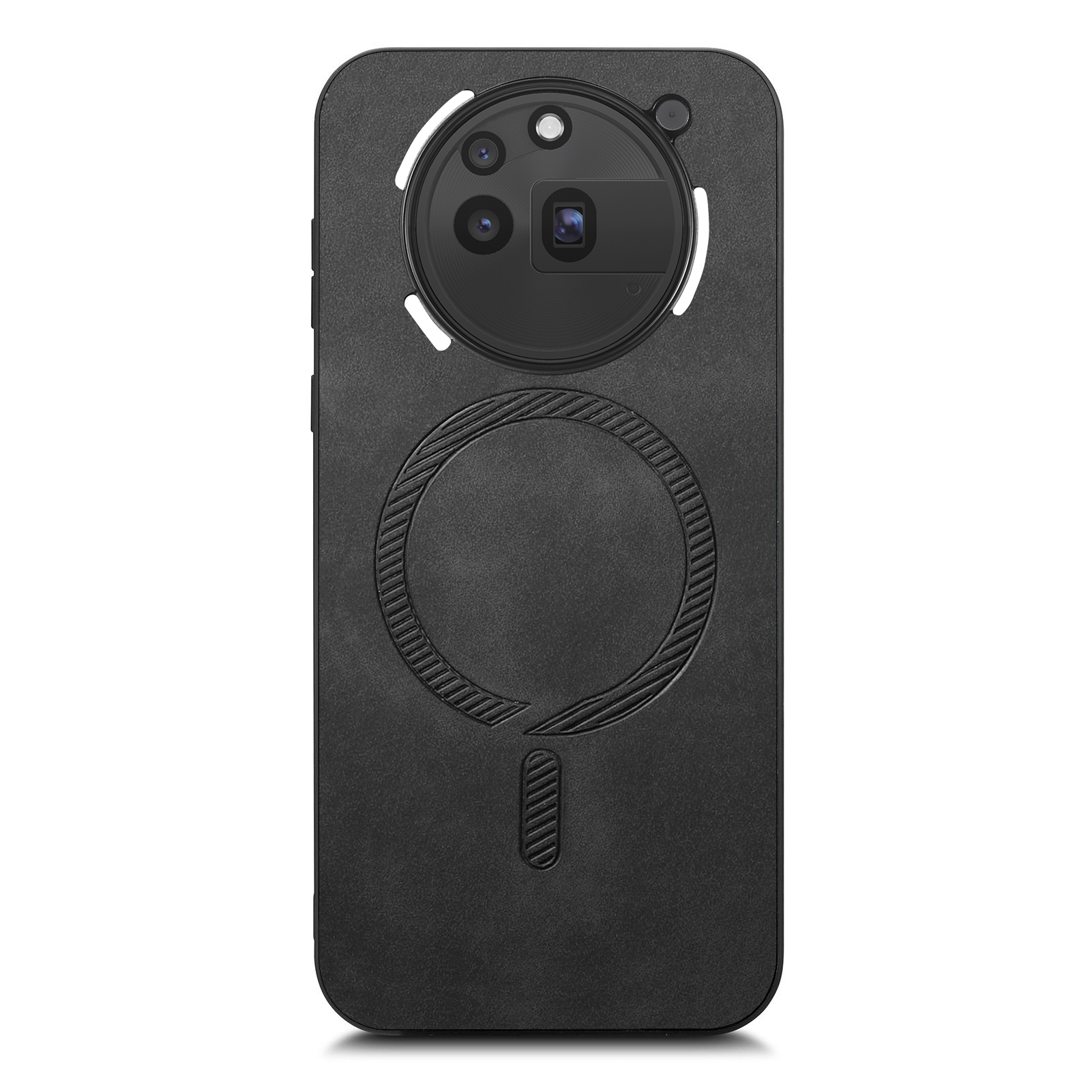 For Nothing Phone (3a) Pro Leather Back Magnetic Case Skin-touch Phone Cover - Black