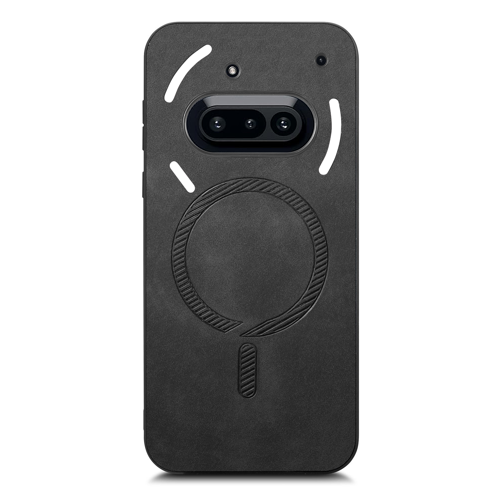 For Nothing Phone (3a) Leather Back Magnetic Case Skin-touch Phone Cover - Black