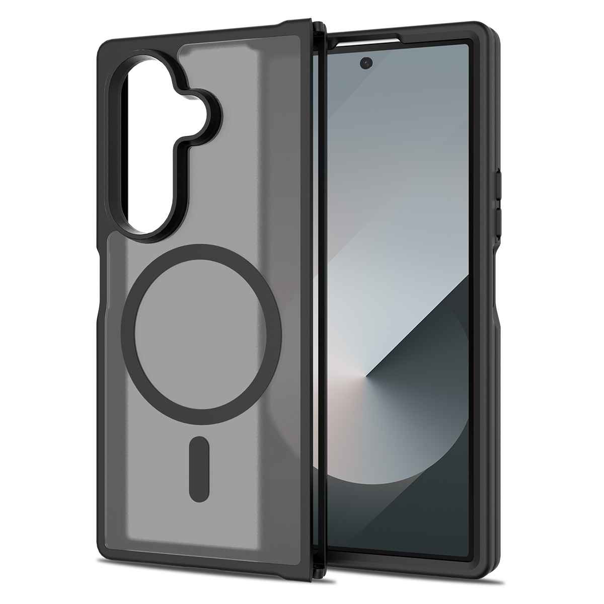 For Samsung Galaxy Z Fold7 5G Magnetic Case TPU Frame Acrylic Back Phone Cover Skin Touch - Black