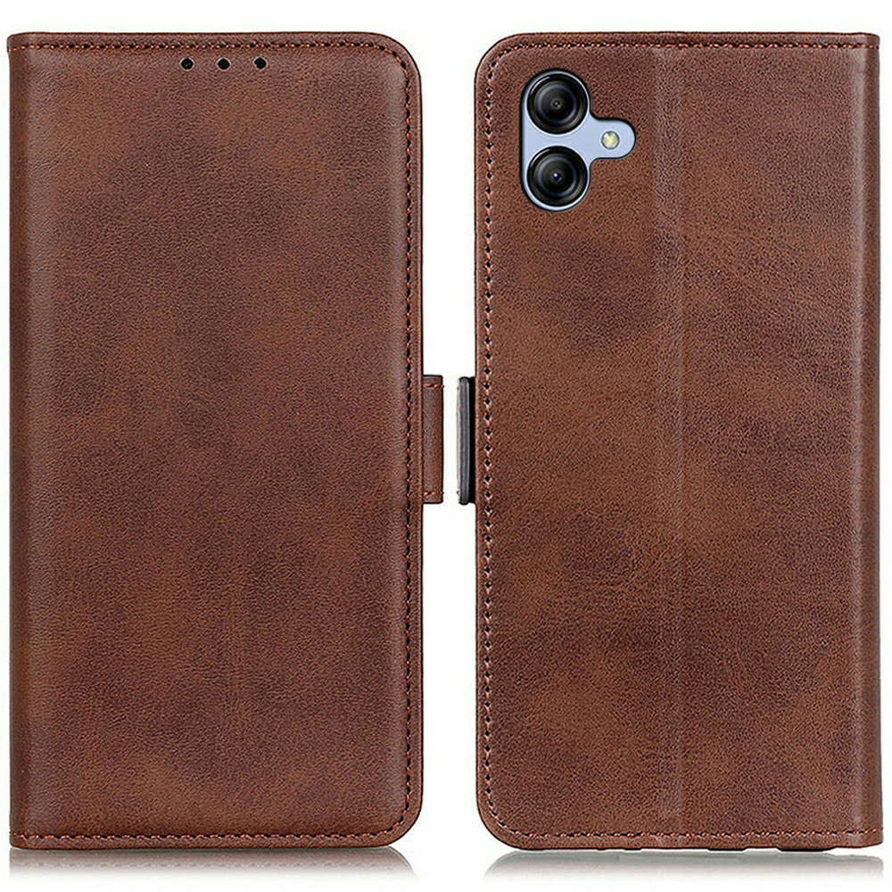 For Samsung Galaxy A07 5G / A07 4G / A06 4G / A06 5G Case Stand Cowhide Texture PU Leather Phone Cover - Brown