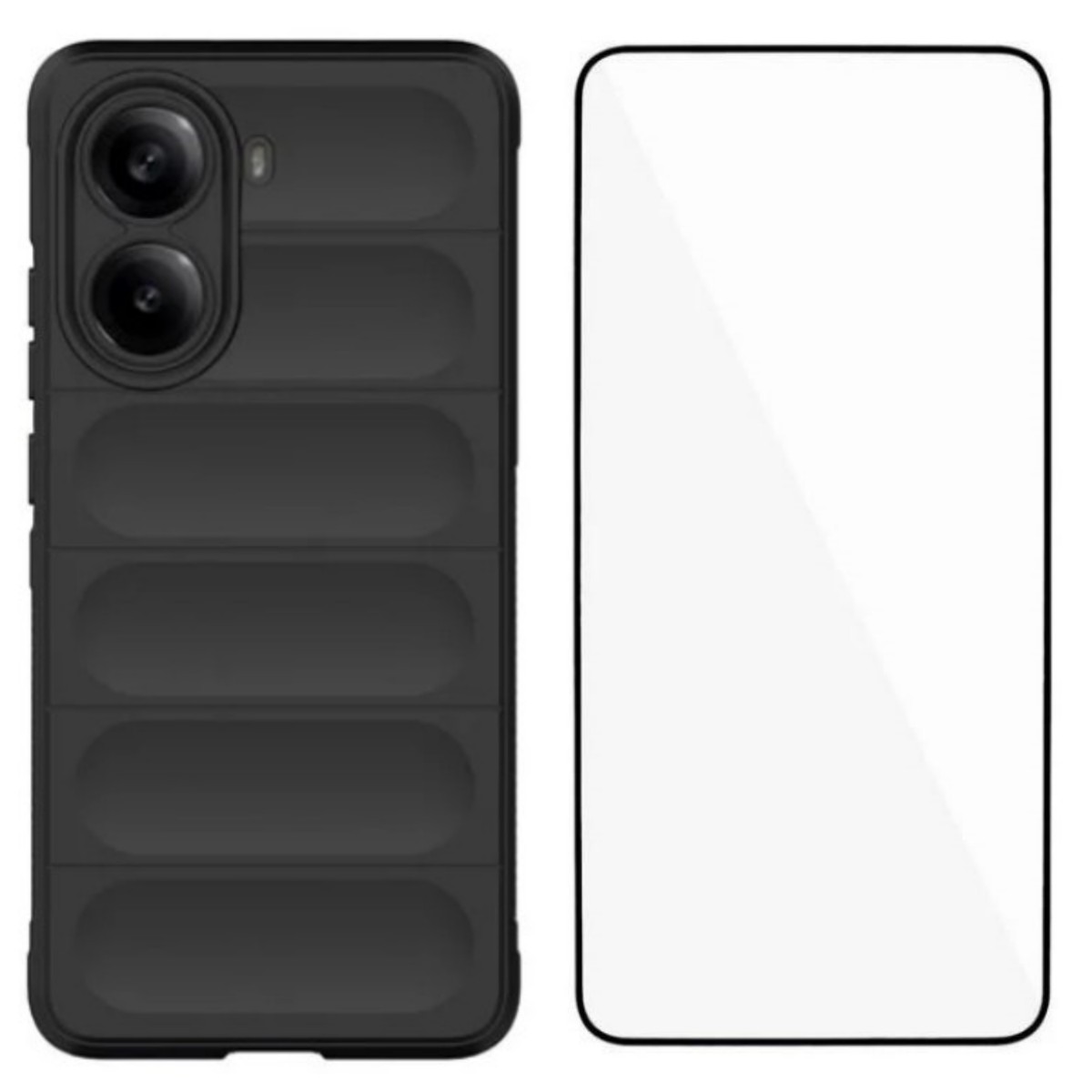 WANLONFENG For Xiaomi Poco X7 Pro 5G / Xiaomi Redmi Turbo 4 5G TPU Case  HD Series Anti Slip Phone Cover with Tempered Glass - Black
