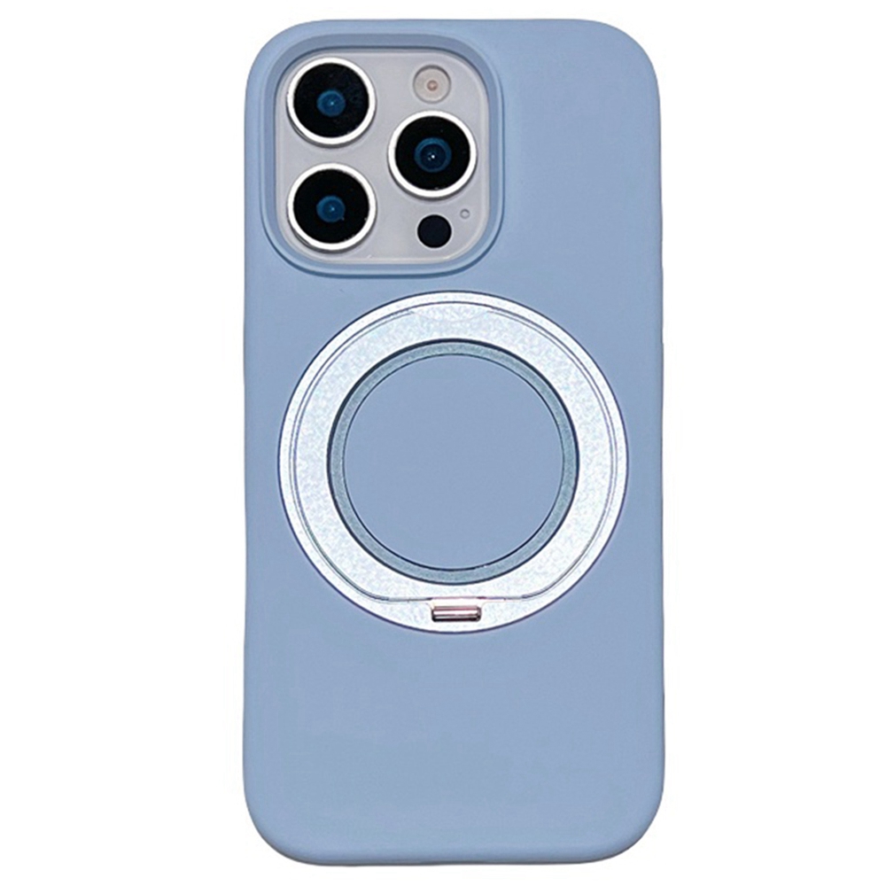 For iPhone 16 Pro Case Rotating Kickstand Liquid Silicone Phone Case Compatible with MagSafe - Blue