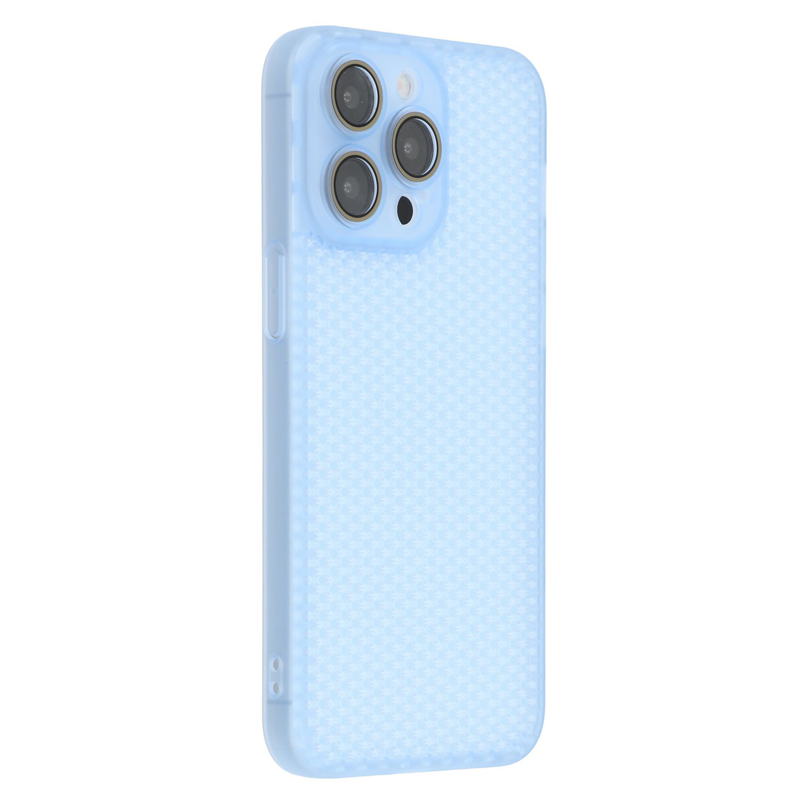 For iPhone 15 Pro Case Heat Dissipation Hard PC Phone Cover with Camera Lens Protector - Transparent Blue