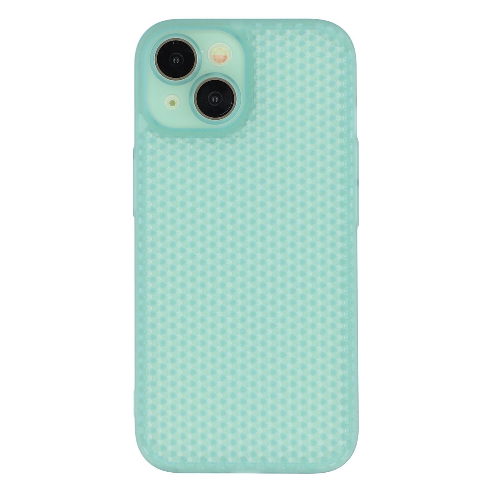 For iPhone 13 Case Heat Dissipation Hard PC Phone Cover with Camera Lens Protector - Transparent Green