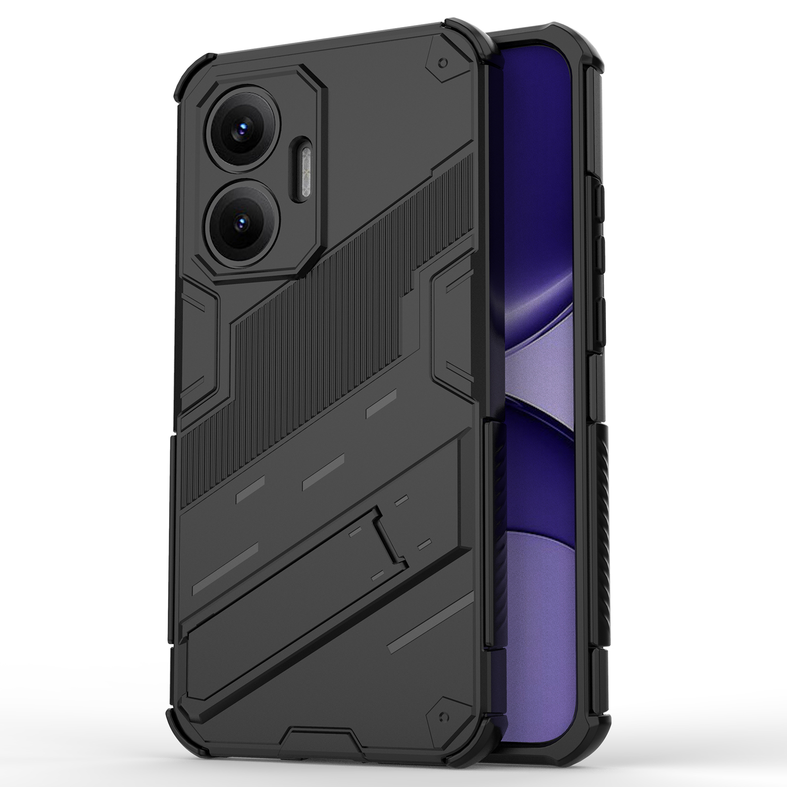 For Xiaomi Poco F7 5G / Redmi Turbo 4 Pro 5G Case PC + TPU Shockproof Phone Cover with Kickstand - Black