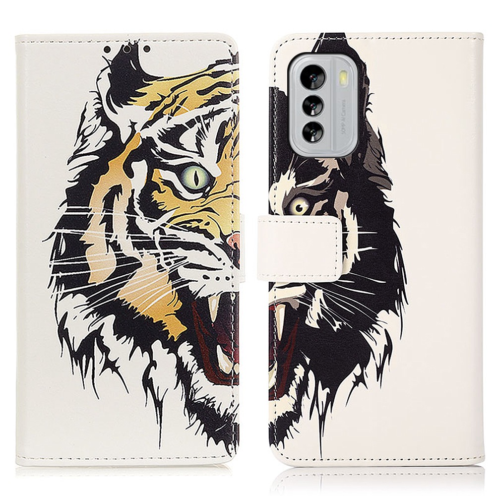

Für Nokia G60 5G Muster Druckbrieftasche Hülle PU Leder -ständer Funktion Magnetic Schockdelie Telefonabdeckung - Tiger, Nokia G60 5G