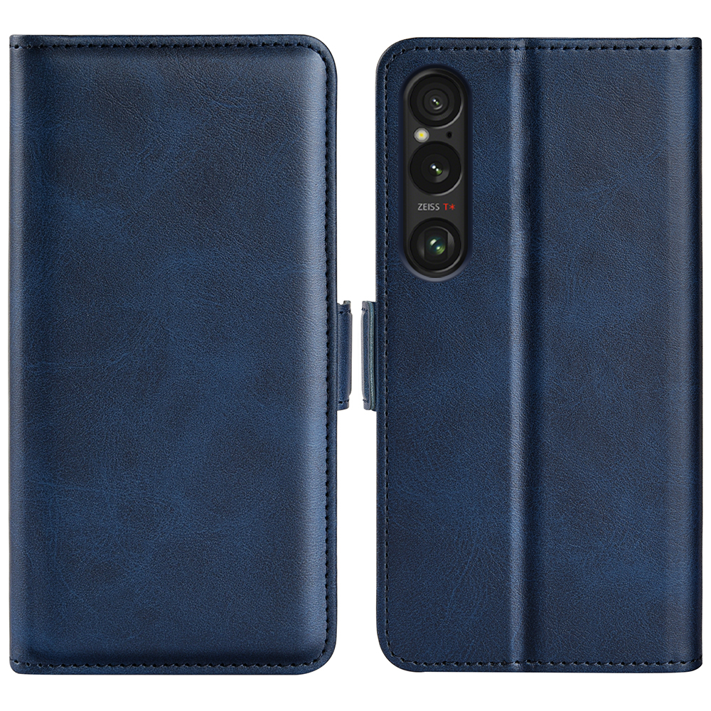 For Sony Xperia 1 VII Case Calf Texture Leather Wallet Phone Cover - Blue