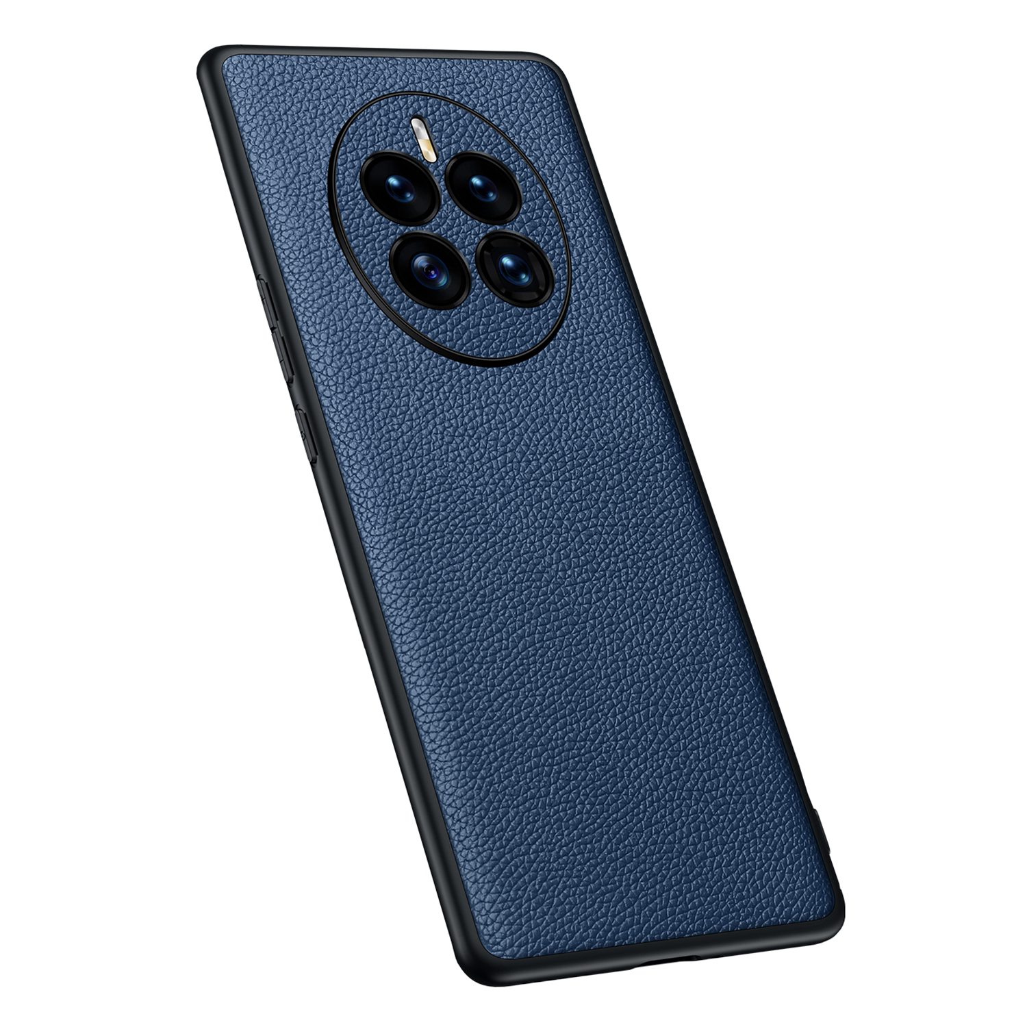 

Für Huawei Mate 50 4G Cowhide Echtes Lederbeschichteter Tpu-telefonhülle Litchi Textur Anti-scratch-abdeckung - Blau, Huawei Mate 50 4G