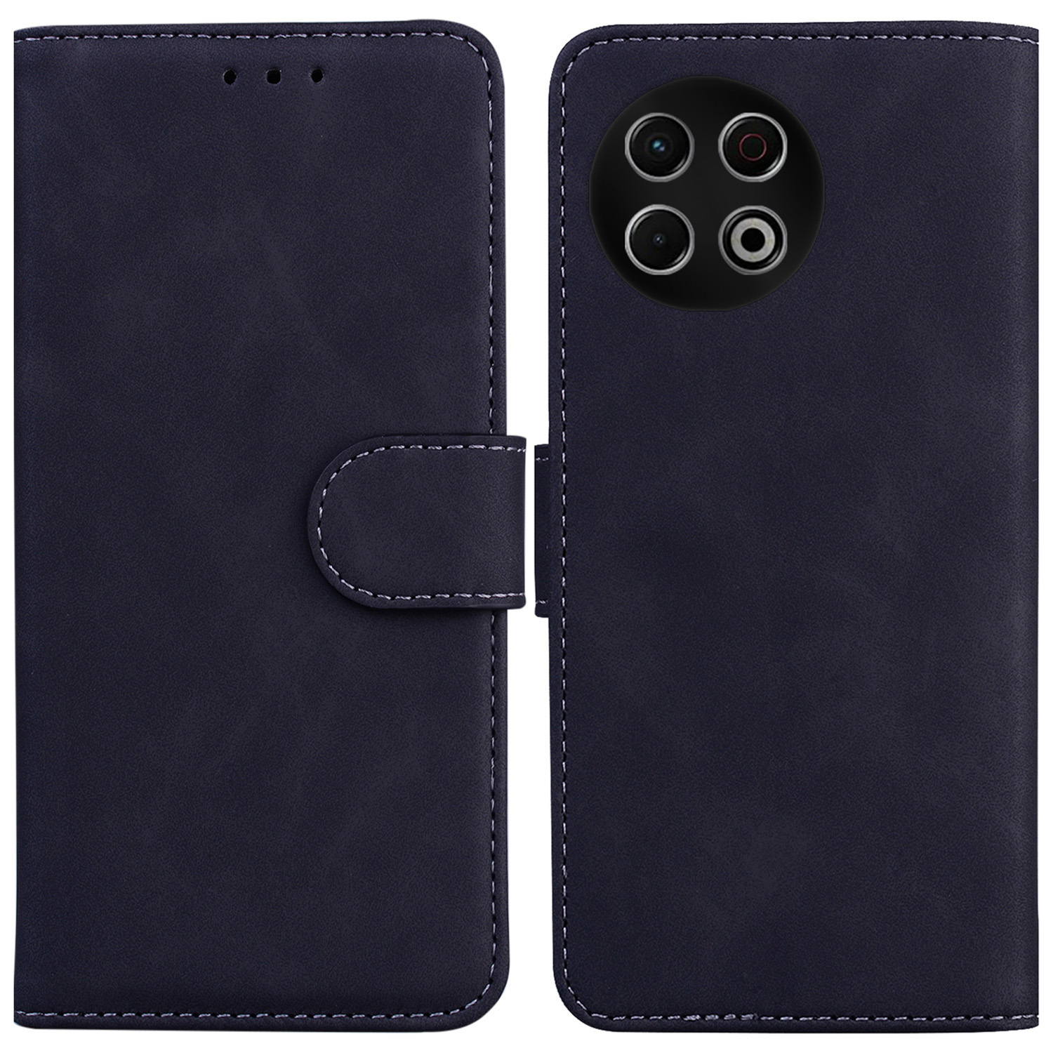 For TECNO Spark 30 Pro 4G Case Solid Color Leather Wallet Phone Cover - Black