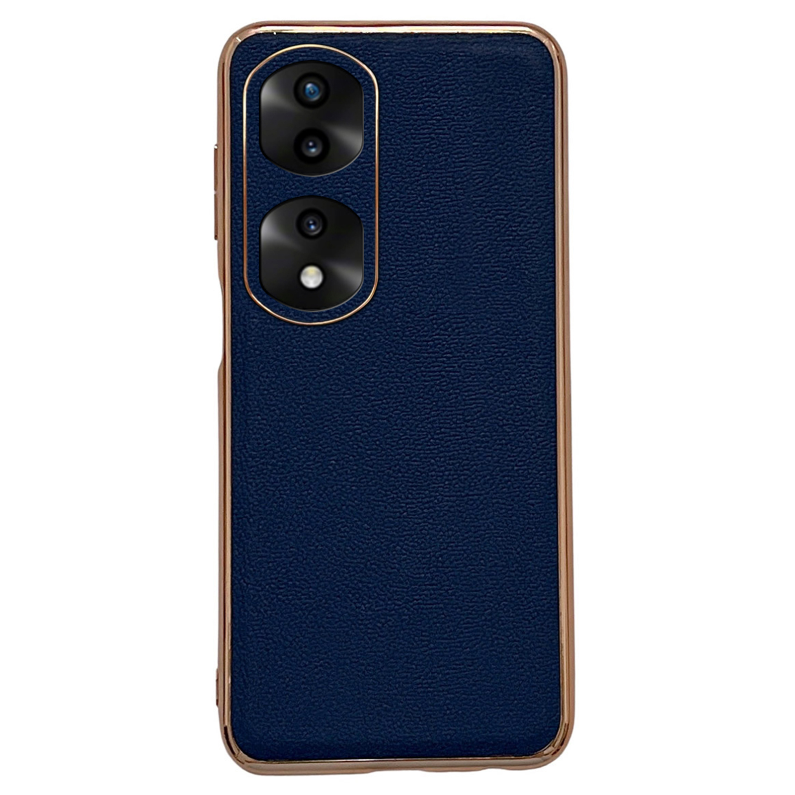 

Telefonkoffer Für Honor 70 Pro 5G Schockfestige Abdeckung Elektroplieren Echtes Lederbeschichteter TPU+PC Telefonschale - Blau, Honor 70 Pro 5G