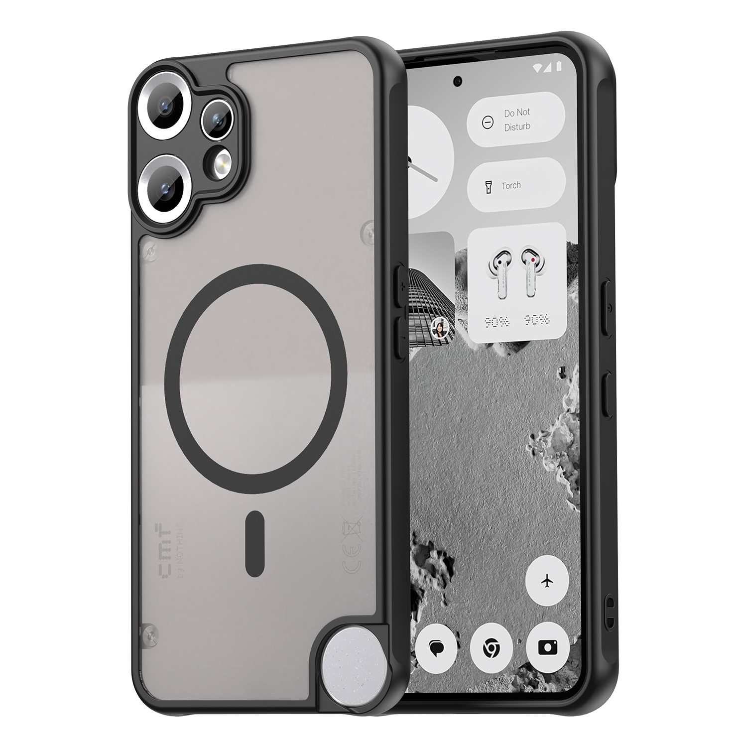 For Nothing CMF Phone 2 Pro Magnetic Case Anti Drop PC + TPU Phone Cover - Black