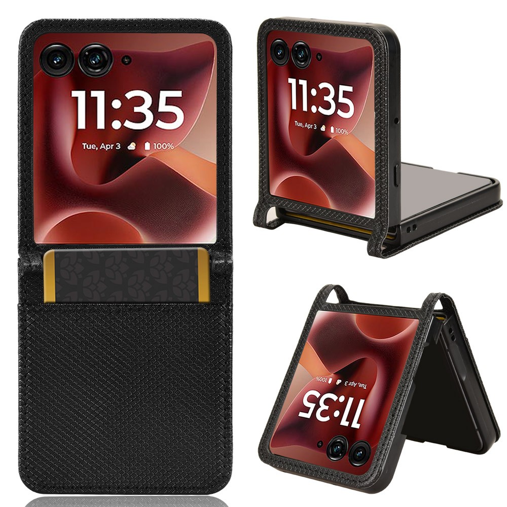 For Motorola Razr 60 Ultra 5G / Razr Ultra 2025 5G Case PU Leather Diamond Texture Phone Cover with Card Slot - Black