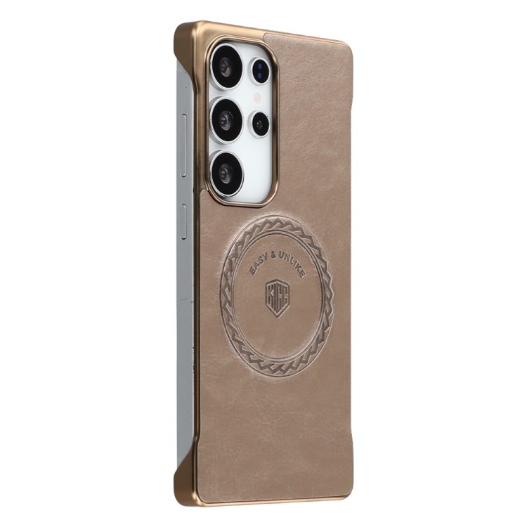 KIGC For Samsung Galaxy S24 Ultra Magnetic Case Electroplating PC + PU Phone Back Cover - Gold