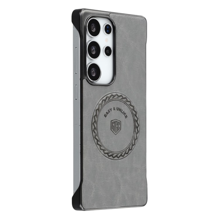 KIGC For Samsung Galaxy S25 Ultra Magnetic Case Electroplating PC + PU Phone Back Cover - Grey