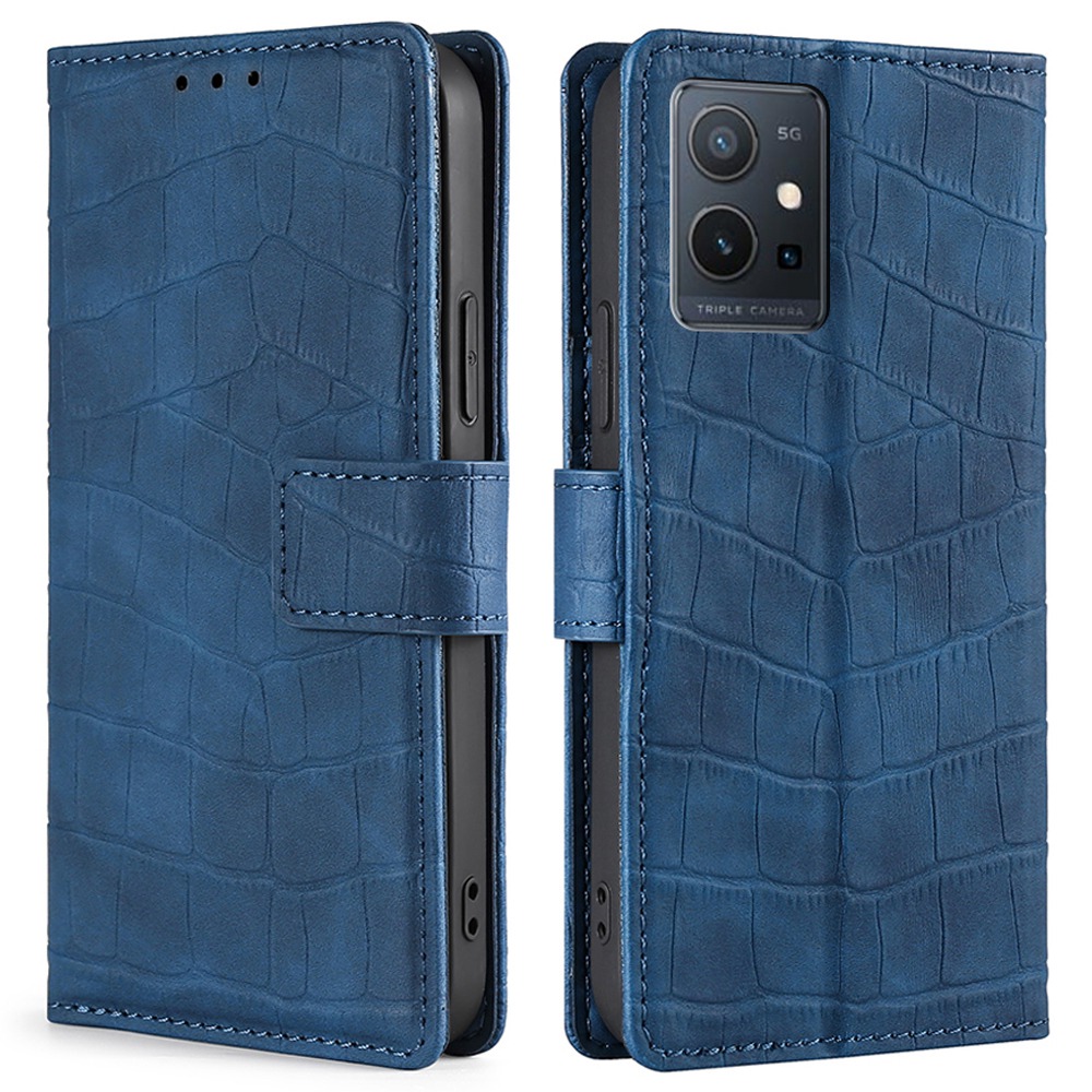 

Für Vivo Y52t 5G Crocodile Textur Handyabdeckung PU Leder Drop-sof-magnetverschluss Telefonhülle Mit Standbrieftasche - Blau, vivo Y52t 5G