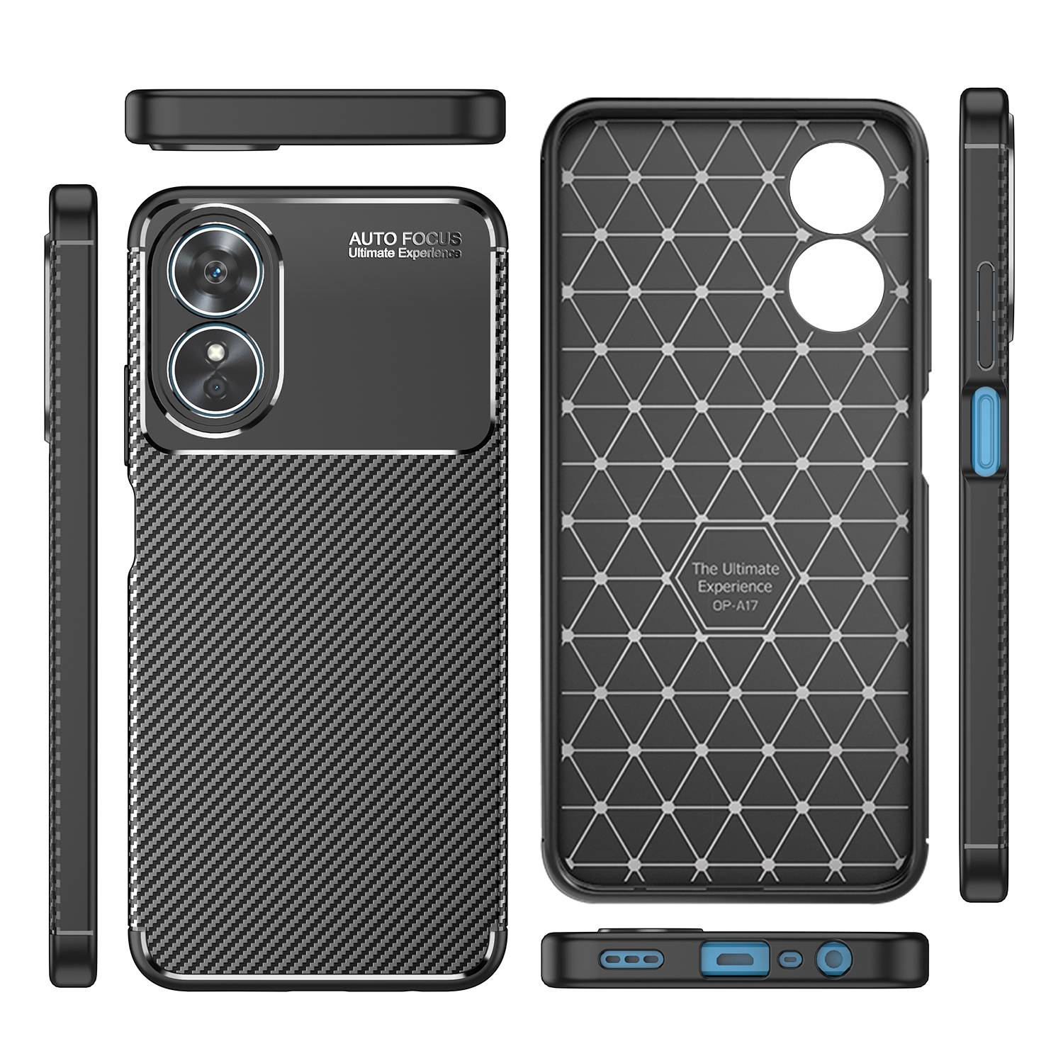 

Für Oppo A17 4G Carbon Faser Texture Phone Hülle Weiche Tpu-dropfenproofes Abdeckungsabdeckung - Schwarz, Oppo A17 4G