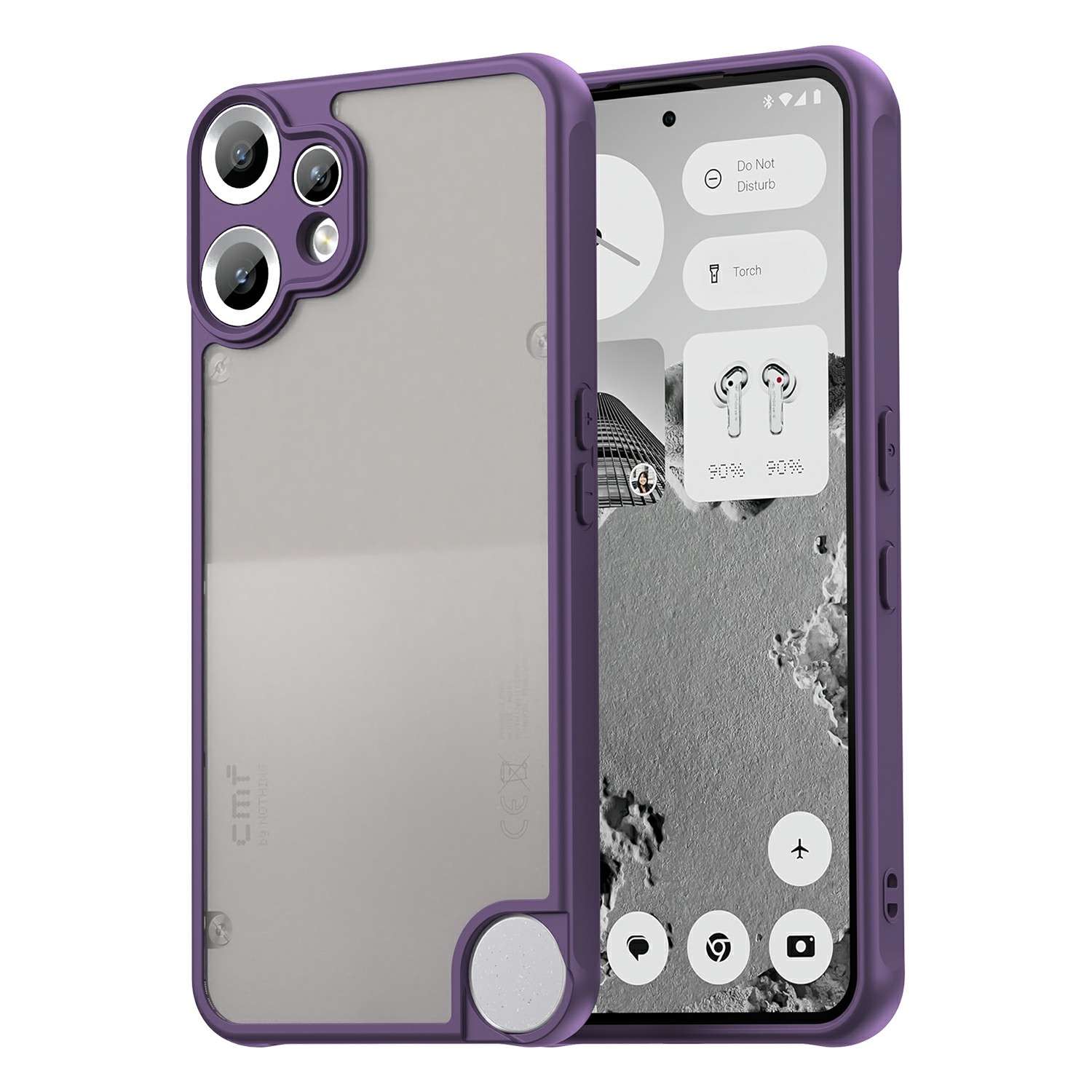 For Nothing CMF Phone 2 Pro Case Drop Proof Airbags Frosted Translucent PC + TPU Phone Back Cover - Purple