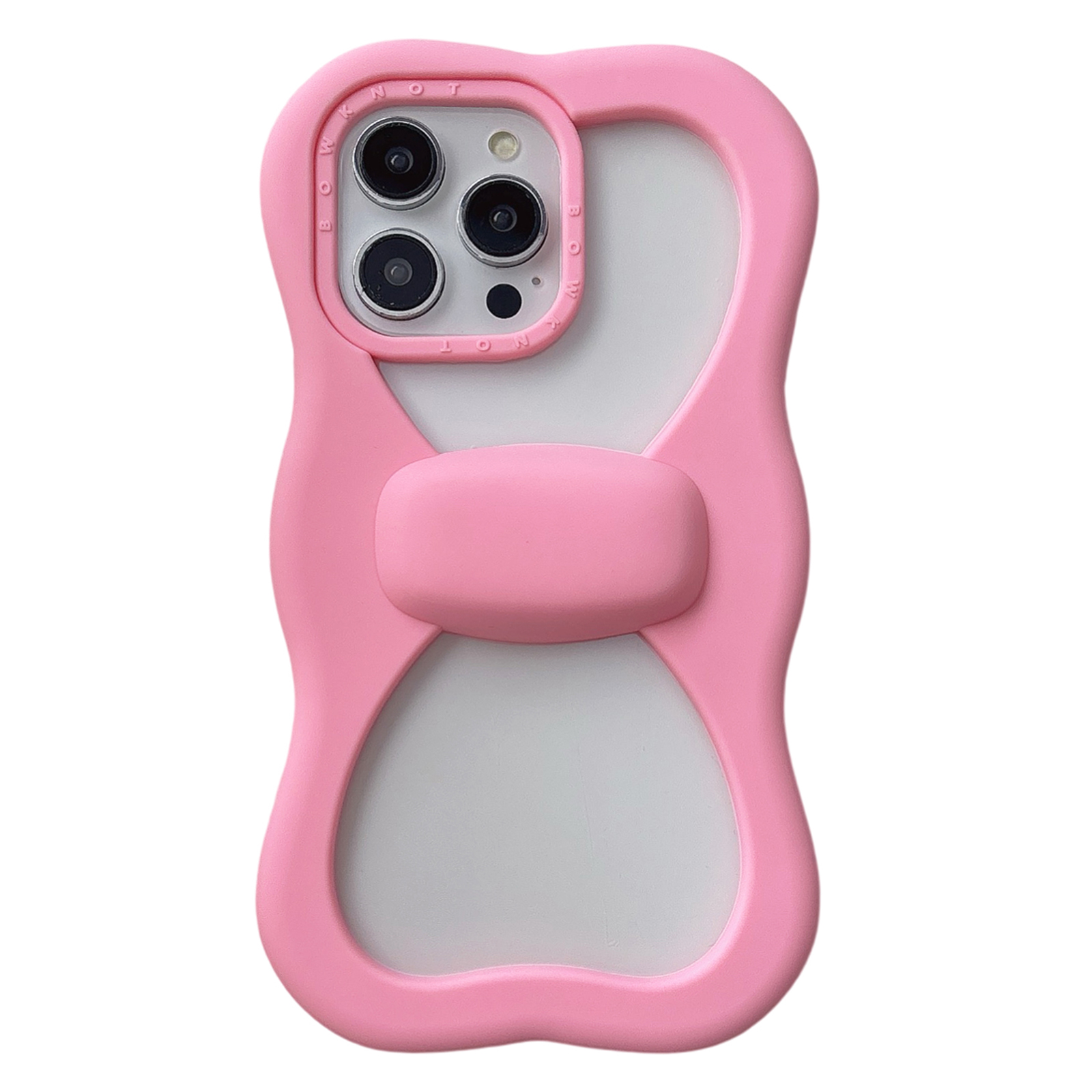 For iPhone 16 Pro Max Silicone Case Cute Hollow Butterfly Bow Design Shockproof Phone Back Cover