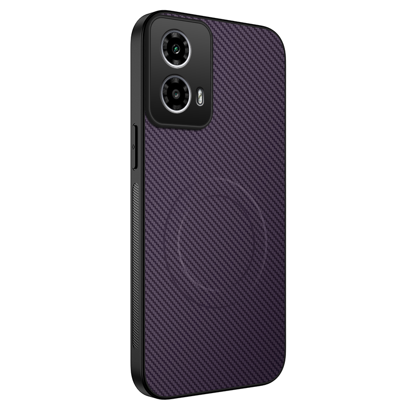 WANLONFENG For Motorola Moto G34 5G / Motorola Moto G45 5G Magnetic Case  TQ Series Carbon Fiber Texture PC TPU Phone Cover - Purple