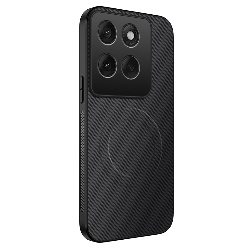 WANLONFENG For Motorola Edge 60 5G / Motorola Edge 60 Fusion 5G Case Magnetic Case  TQ Series Carbon Fiber Texture PC TPU Phone Cover - Black