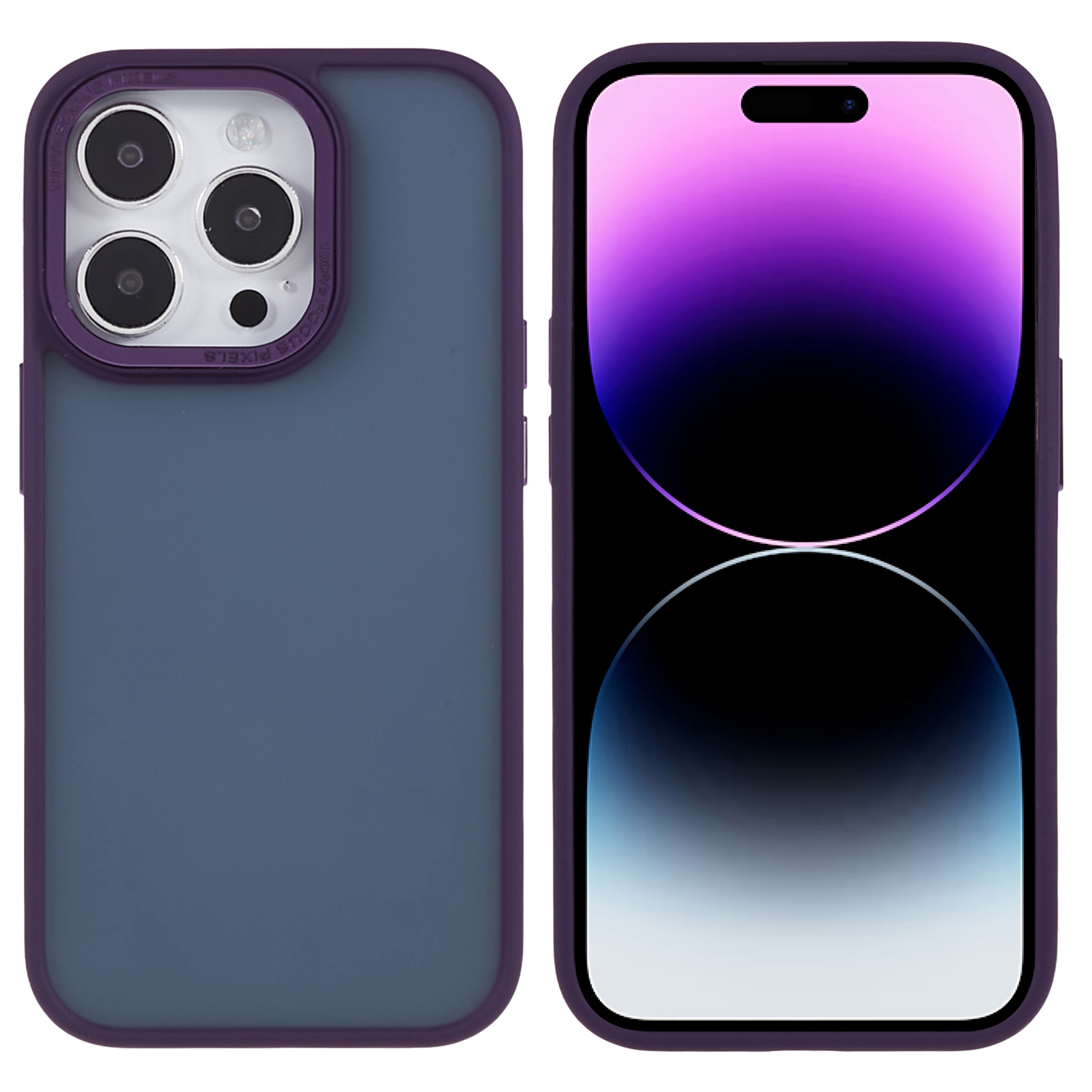 

For iPhone 14 Pro Max Drop-proof Phone Case PC Back TPU Bumper Protective Cover with Metal Button - Purple, iPhone 14 Pro Max