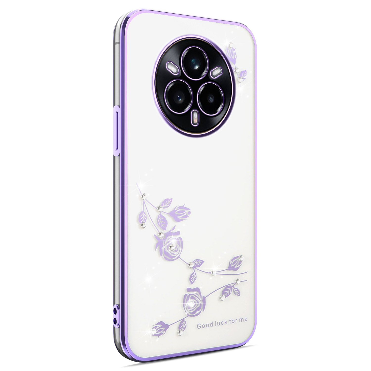 KADEM For Realme 14 Pro 5G Case Flower Rhinestone Decor Electroplating TPU Phone Cover - Purple