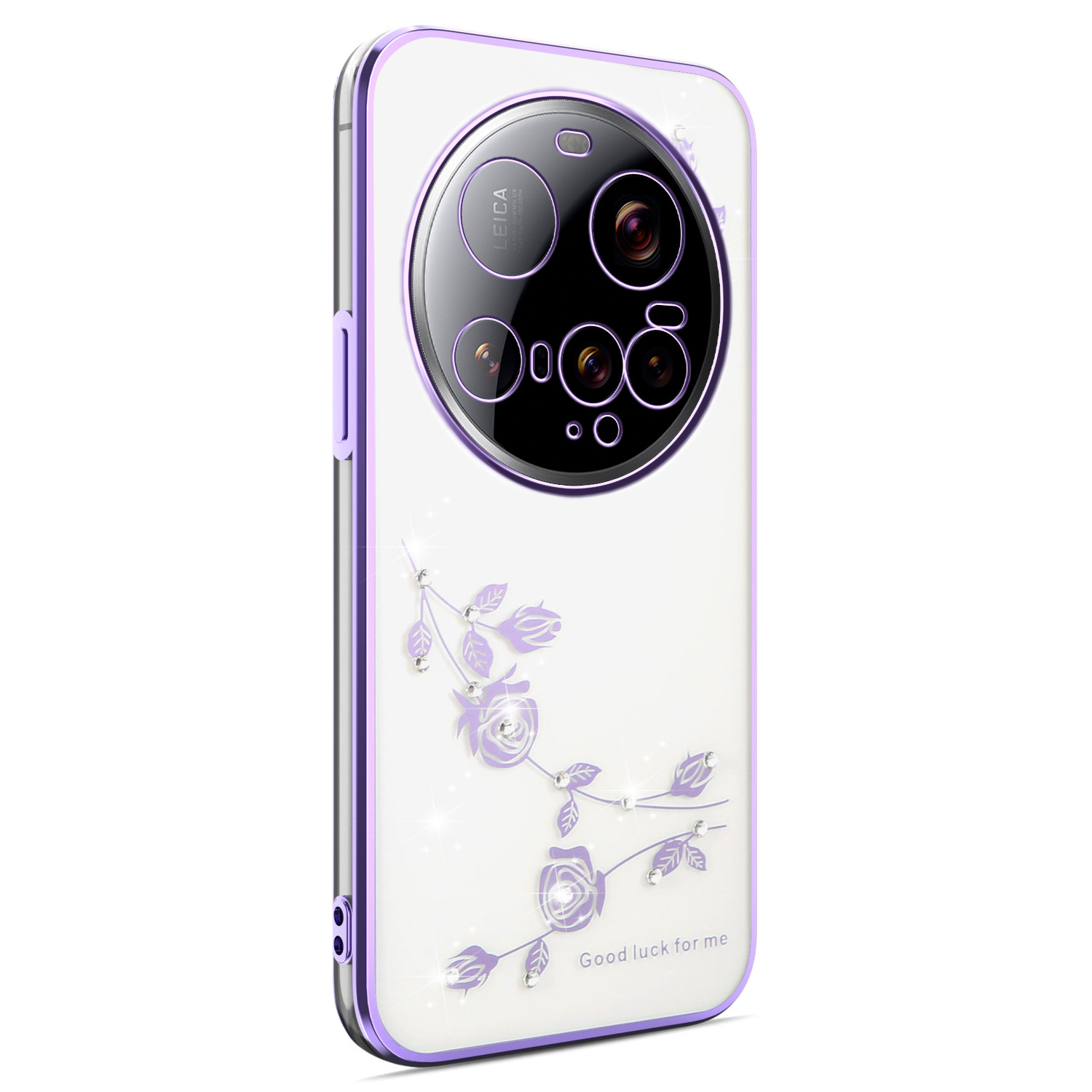 KADEM For Xiaomi 15 Ultra Case Flower Rhinestone Decor Electroplating TPU Phone Cover - Purple
