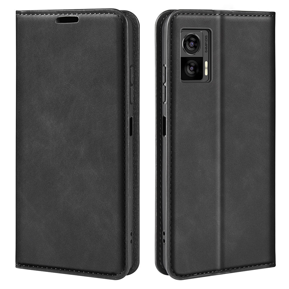 

Für Motorola Edge 30 Neo 5G / Kante 30 Lite Skin-touch PU Leder Flip Wallet Deckständer Magnetische Absorptionsschockdelie. - Schwarz, Motorola Edge 30 Neo 5G