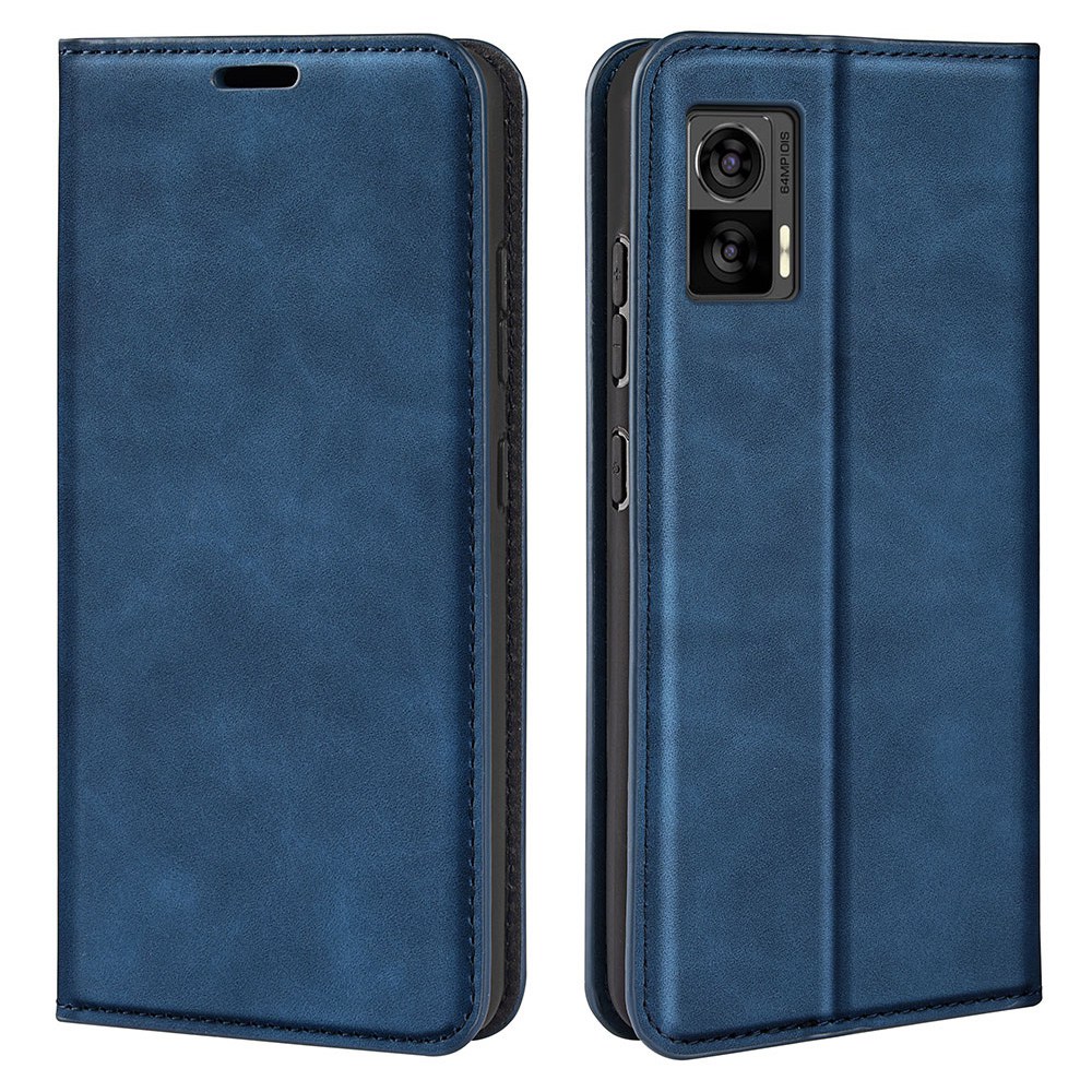 

Für Motorola Edge 30 Neo 5G / Kante 30 Lite Skin-touch PU Leder Flip Wallet Deckständer Magnetische Absorptionsschockdelie. - Blau, Motorola Edge 30 Neo 5G