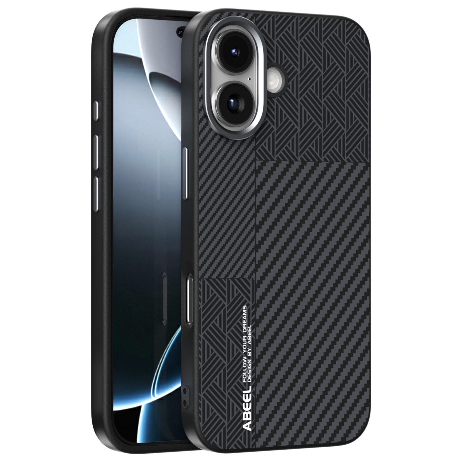 ABEEL For iPhone 17 Case PC + TPU + Aluminum Alloy + PU Leather Slim Phone Back Cover Compatible with MagSafe - Texture 3