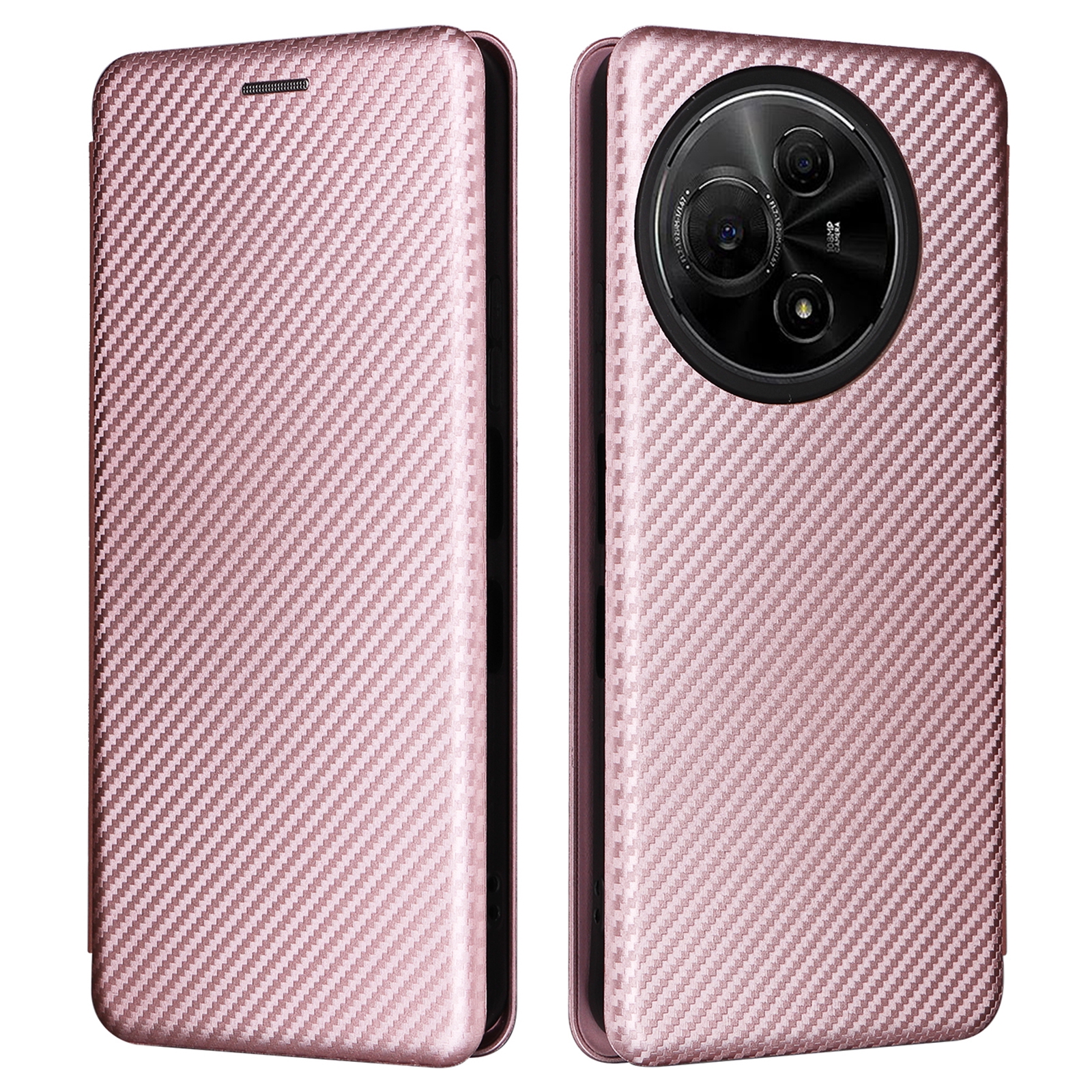 For TCL 60 NxtPaper 4G Case Carbon Fiber Texture Drop-Proof PU Leather Phone Cover - Rose Gold