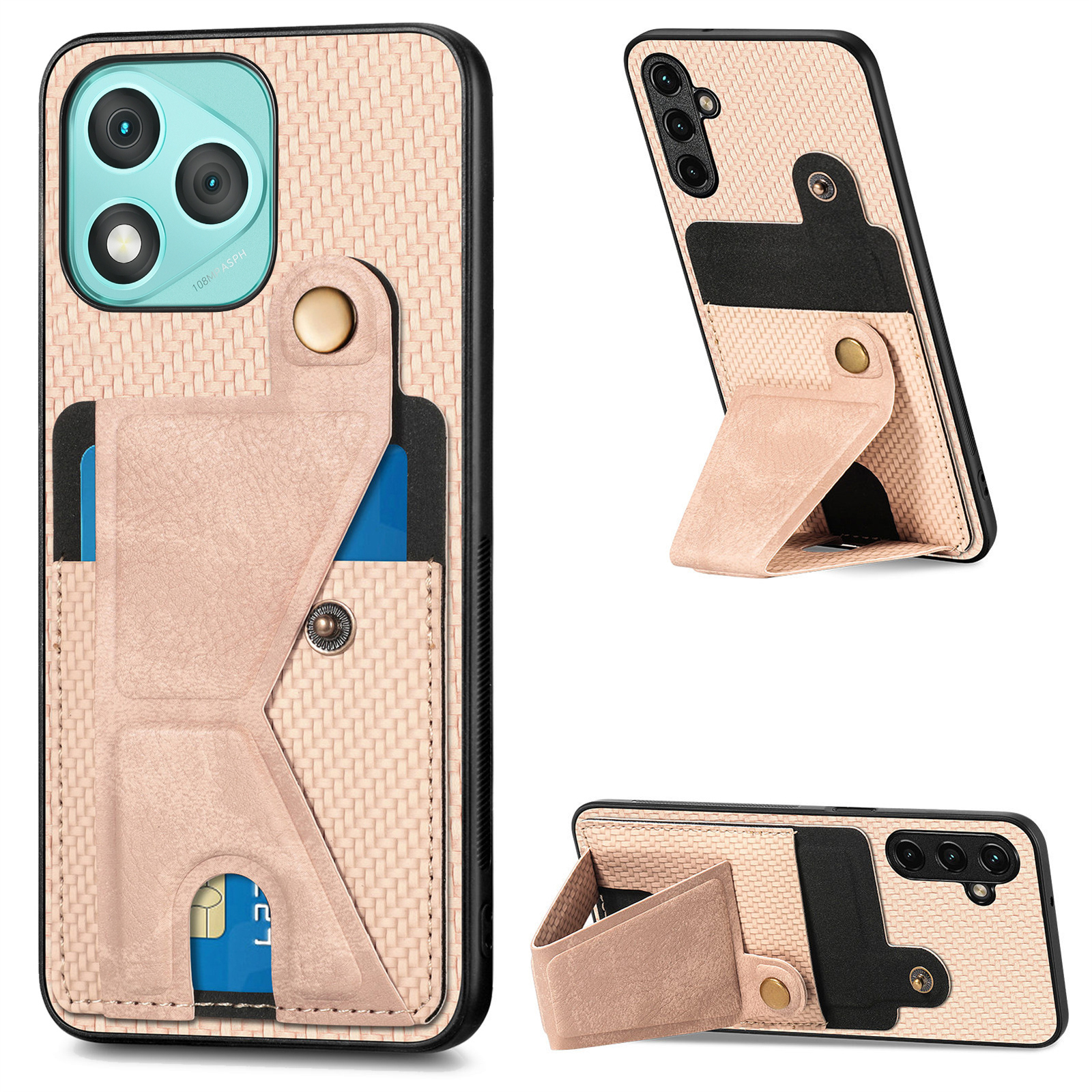For Honor 400 Lite 5G Case with K-Shaped Kickstand Leather Phone Back Cover - Yellow