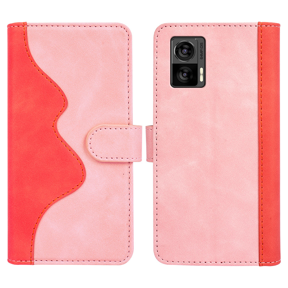 

Für Motorola Edge 30 Neo 5G Farbspleiß PU Leder Schockdicht Von Ständer Brieftasche Magnetverschluss Schutzabdeckung - Rot, Motorola Edge 30 Neo 5G