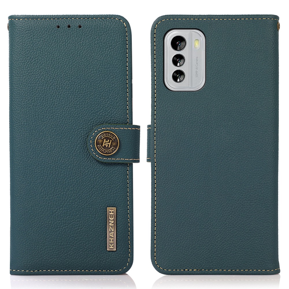 

Khazneh Für Nokia G60 5G Magnetic Phone Hülle Echtes Leder Flip Wallet Stand RFID Blockierende Schutzhelfer - Grün, Nokia G60 5G