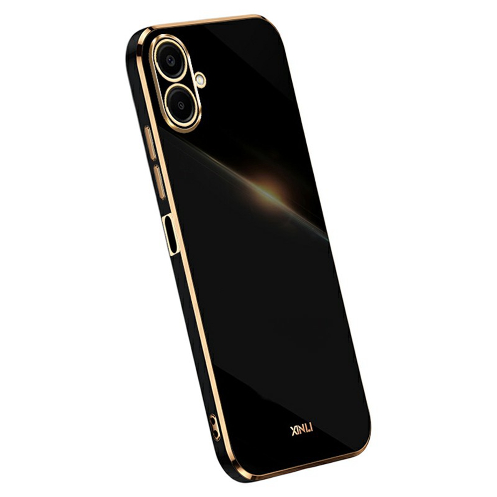 XINLI For Samsung Galaxy A07 5G / A07 4G Case TPU Phone Cover with Electroplating Frame - Black