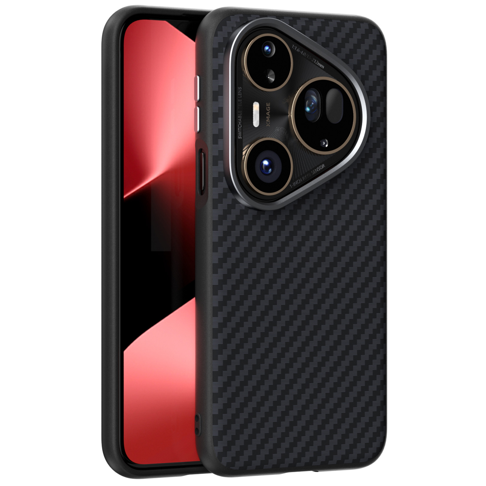 ABEEL For Huawei Pura 80 Ultra Magnetic Case Carbon Fiber Texture Back Cover - Black
