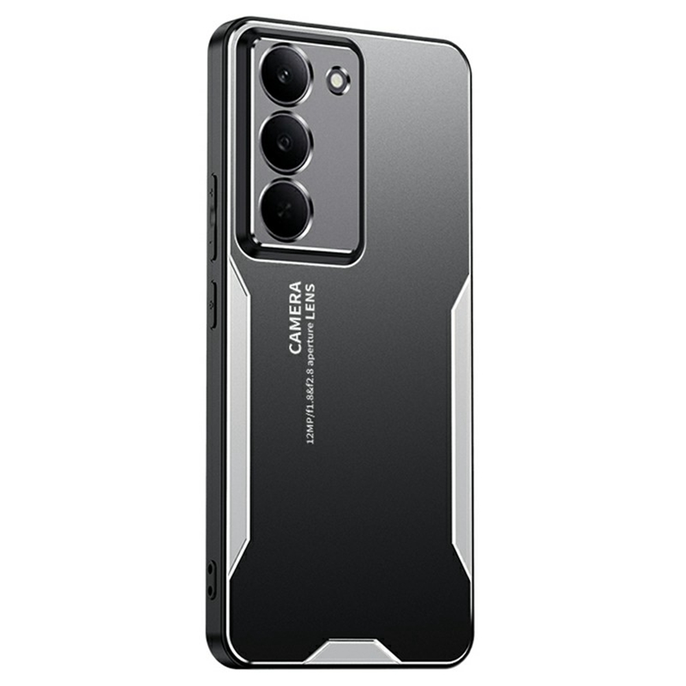 For Realme 14x 5G / V60 Pro 5G Case Aluminium Alloy TPU PC Phone Back Cover - Silver