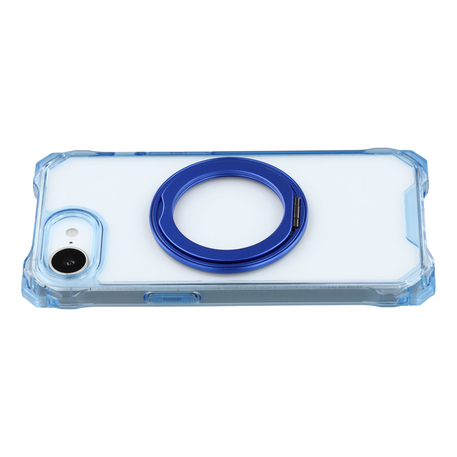 For iPhone 17e / 16e Magnetic Case Ring Kickstand TPU + PC Phone Cover - Blue