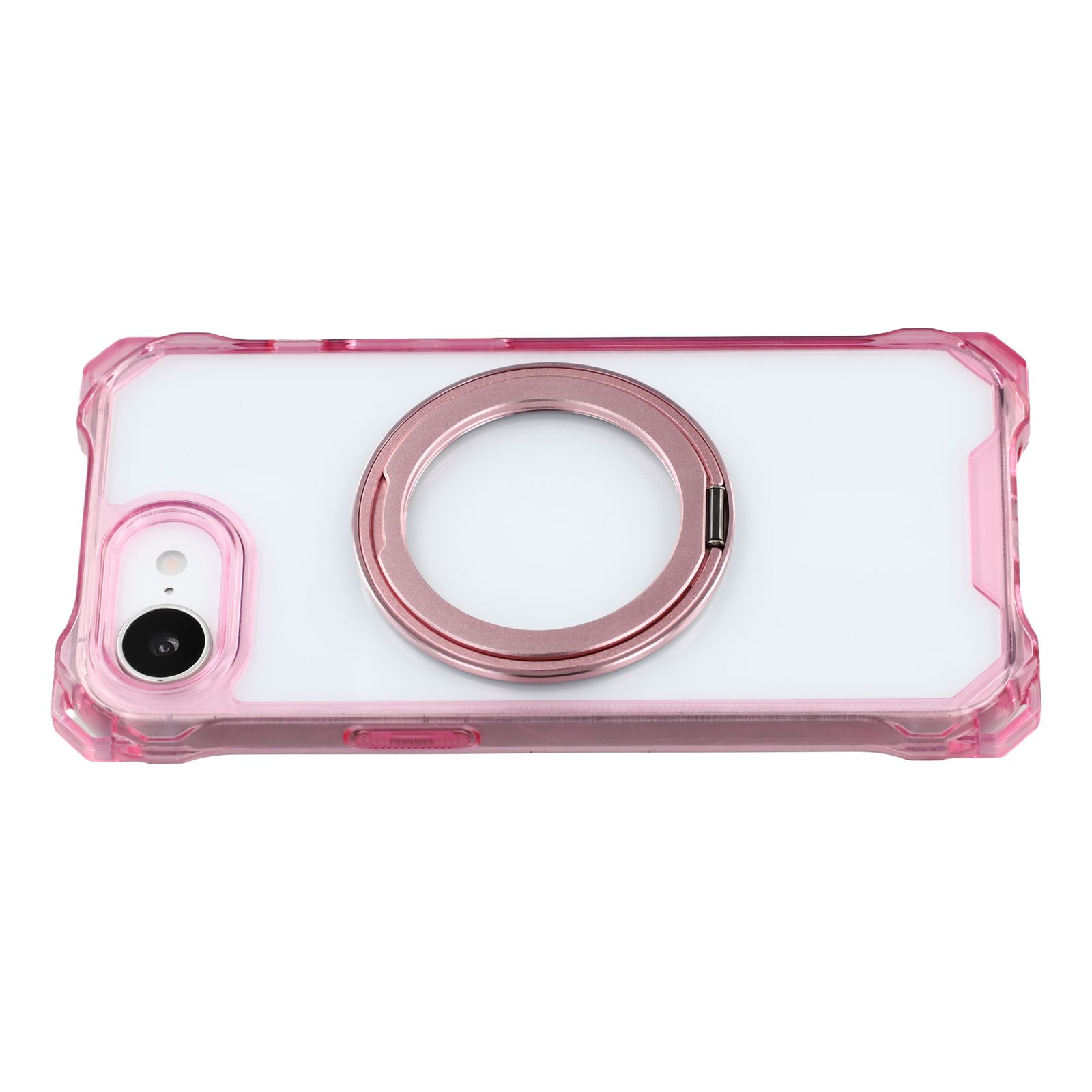 For iPhone 17e / 16e Magnetic Case Ring Kickstand TPU + PC Phone Cover - Pink