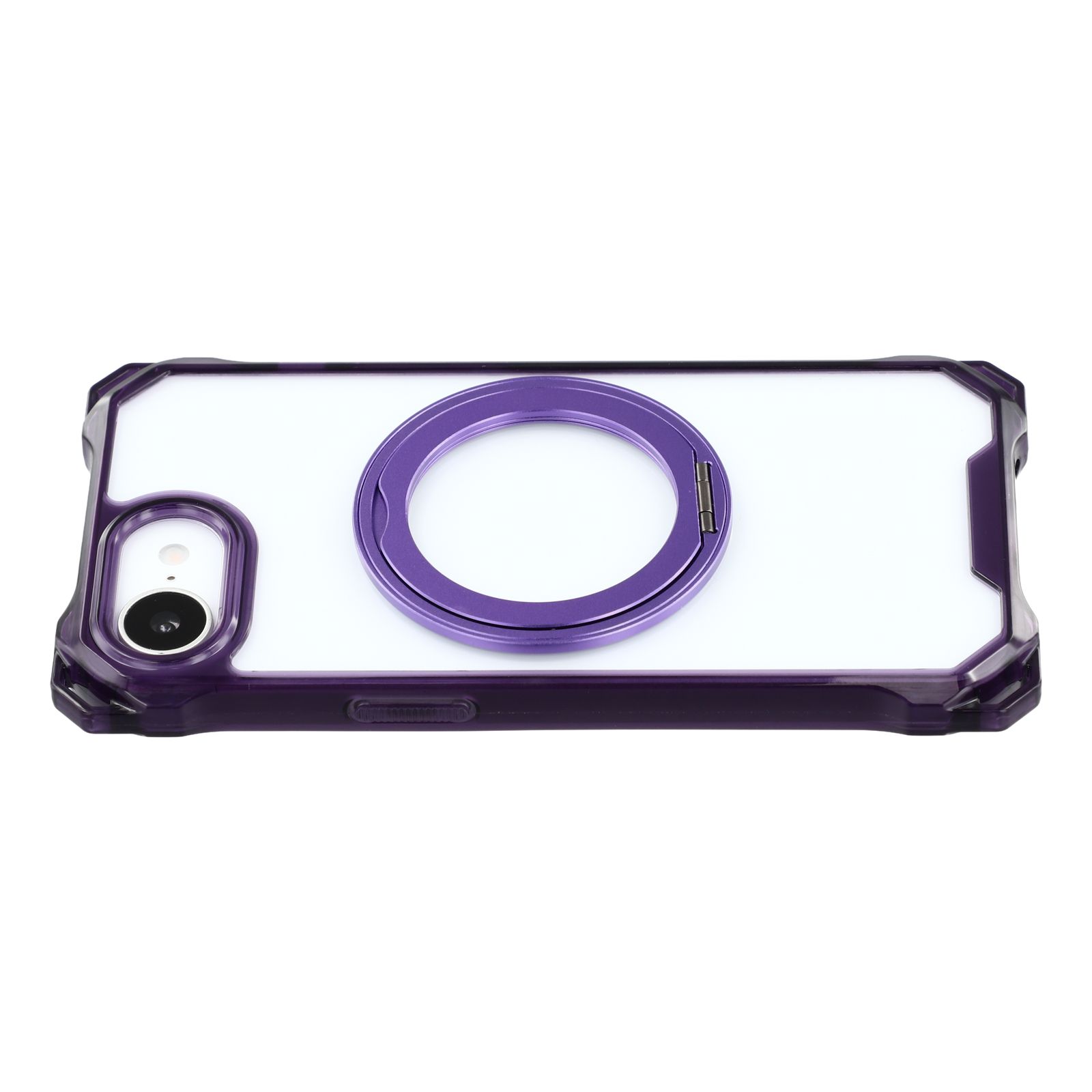 For iPhone 17e / 16e Magnetic Case Ring Kickstand TPU + PC Phone Cover - Purple