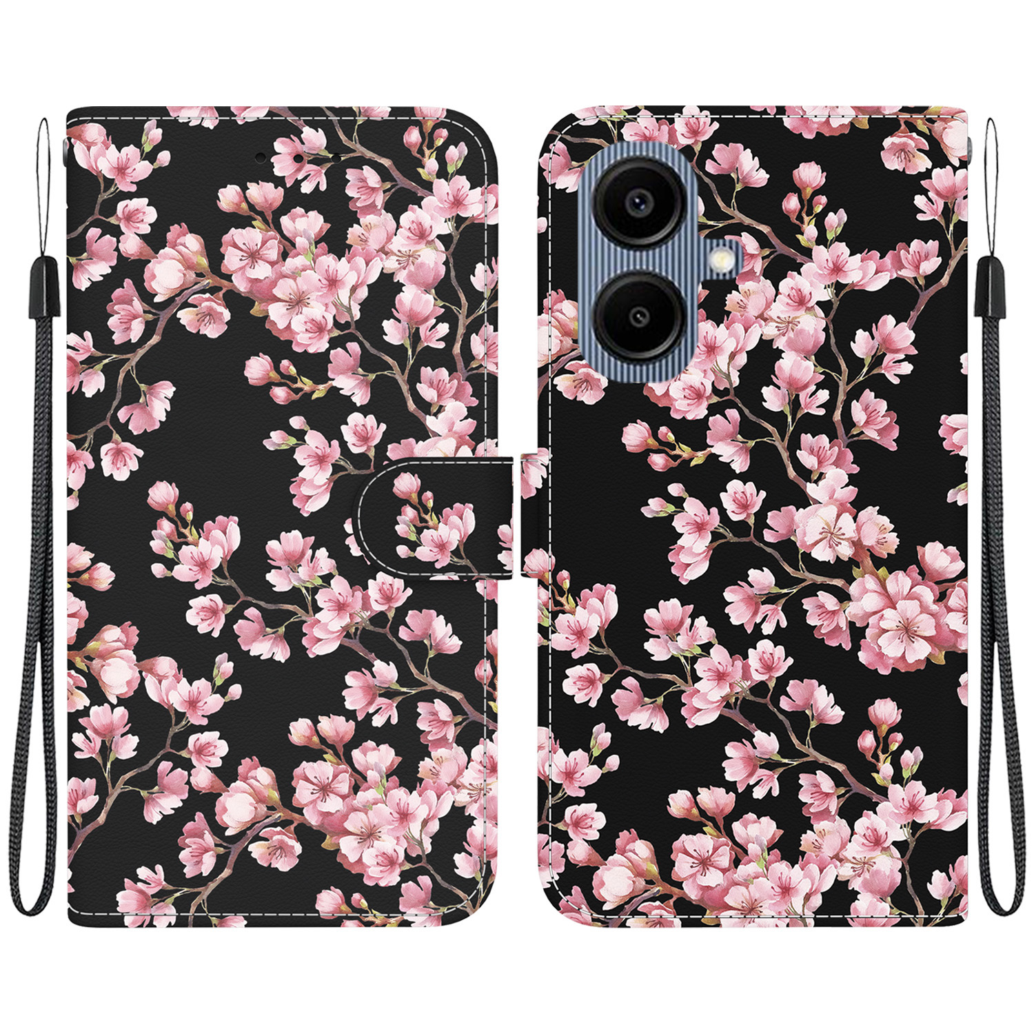 For Samsung Galaxy A07 5G / A07 4G / A06 4G / A06 5G Wallet Phone Case Anti-Drop Pattern Printing Leather Flip Cover with Strap - Plum Blossom