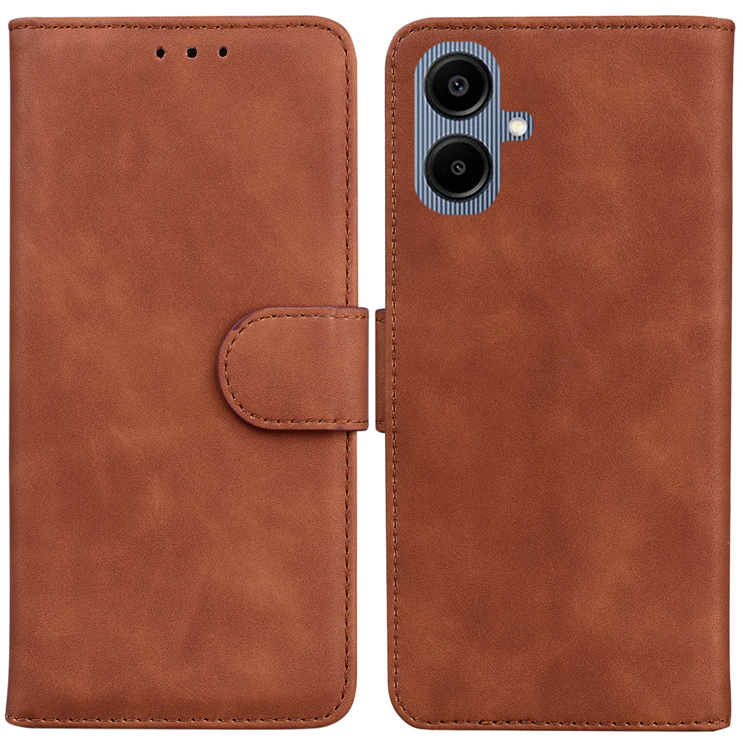 For Samsung Galaxy A07 5G / A07 4G / A06 4G / A06 5G Case Solid Color Leather Wallet Phone Cover - Brown