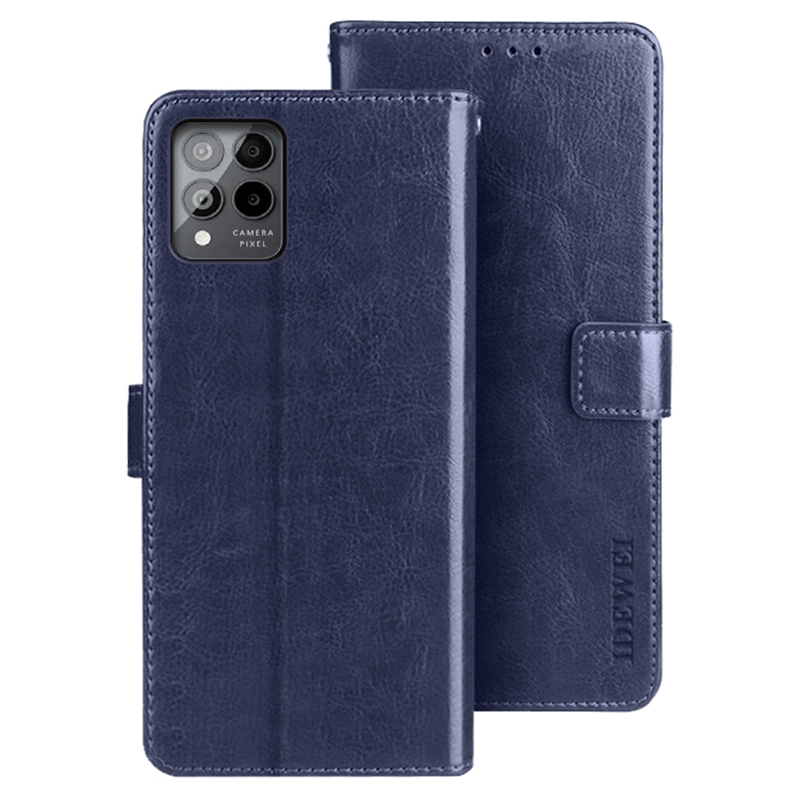 

Idewi Cracy Horse Texture Stand Wallet Hülle Für T-Mobile Revvl 6 Pro 5G, PU Leder + TPU Ganzkörperschutz Abdeckung - Dunkelblau, T-Mobile Revvl 6 Pro 5G