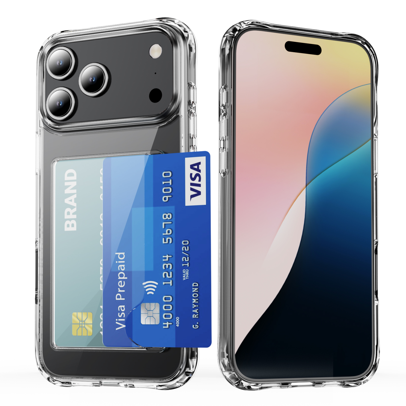 For iPhone 17 Pro Case Protective TPU Phone Cover with Card Holder