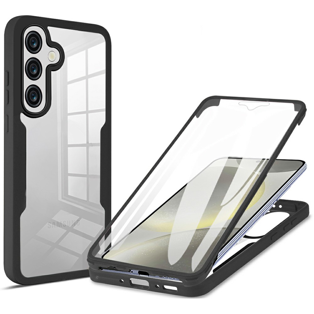 For Samsung Galaxy A36 5G / A56 5G Case Acrylic + TPU Clear Phone Cover with PET Screen Film - Black